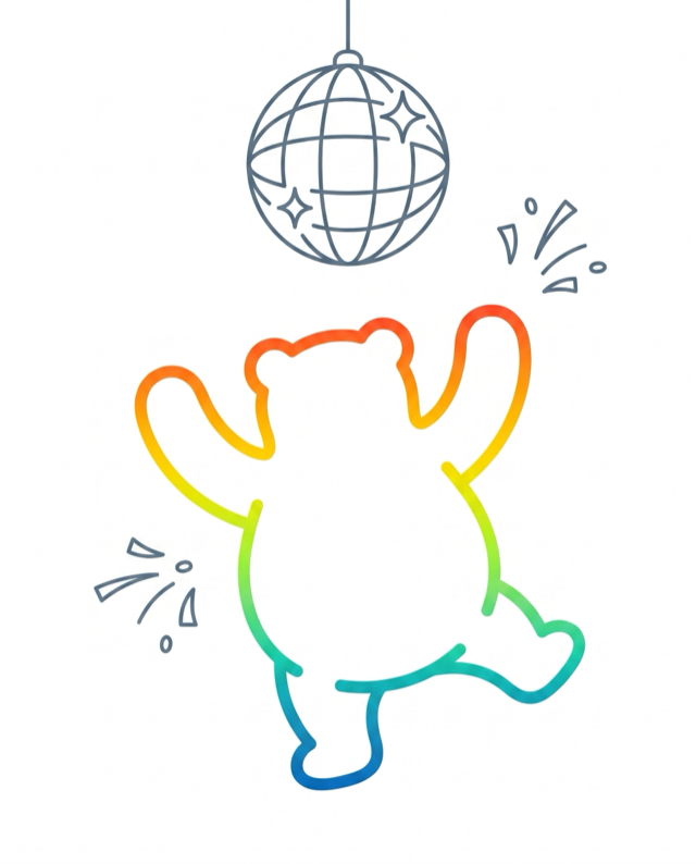 AuraBear under a disco ball